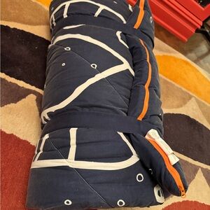 Lands End Fleece Lined Navy and Orange Sleeping Bag with ETHAN name